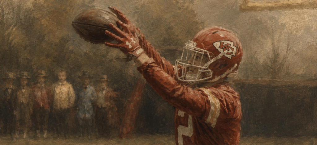 Trey Brock catching a pass during Chiefs practice.
